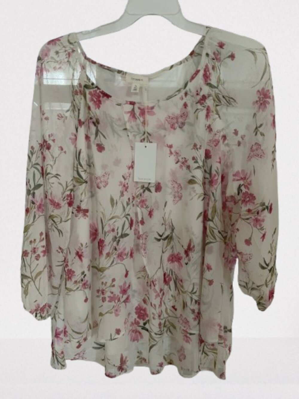 Tamara H 3X NWT Floral Chiffon Blouse Lined Plus Size Flowy Top